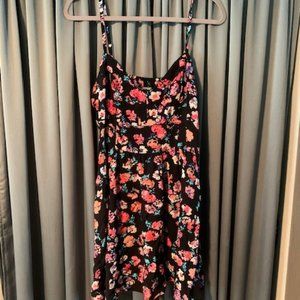 EXPRESS Black Floral Sweetheart Cami Sundress